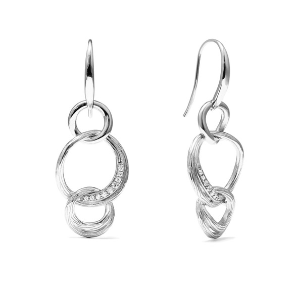 NWT Judith Ripka Triple Link Santorini Drop Earrings with genuine Diamonds - Picture 10 of 10